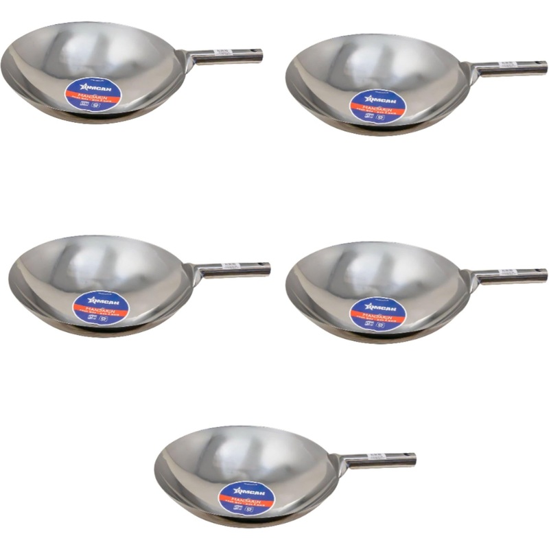 Omcan  - 16 Mandarin Wok Stainless Steel With Welded Joint, Pack of 5 - 47542