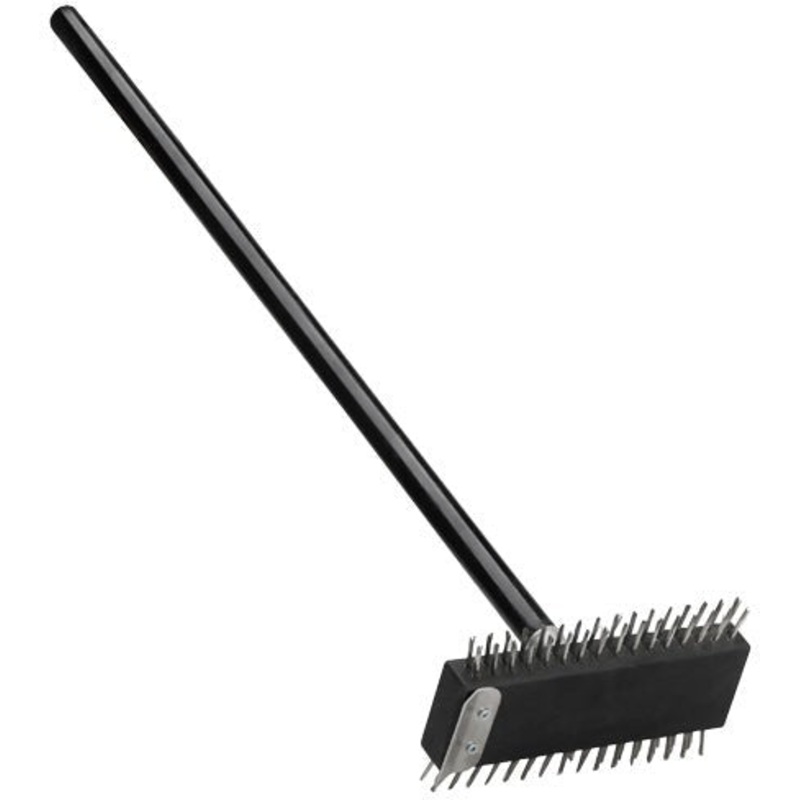Omcan - Pizza Oven Brush with Double-Sided Brush and Metal Scraper with Black Handle, Pack of 5 - 80947