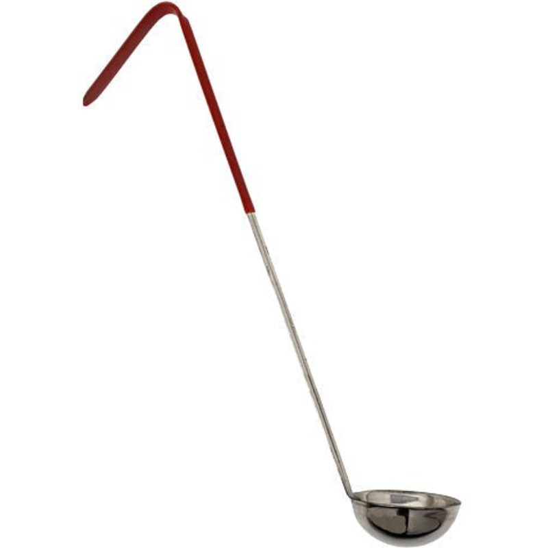 Omcan - 2 Oz One-Piece Stainless Steel Ladle with Red Handle, Pack of 40 - 80762