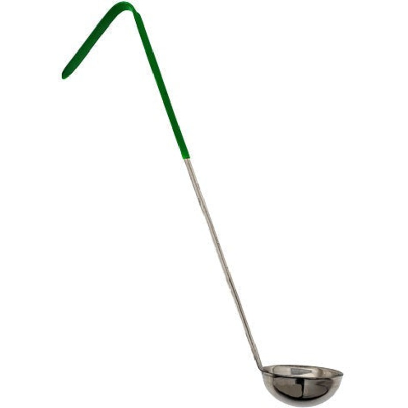 Omcan - 4 Oz One-Piece Stainless Steel Ladle with Green Handle, Pack of 30 - 80764