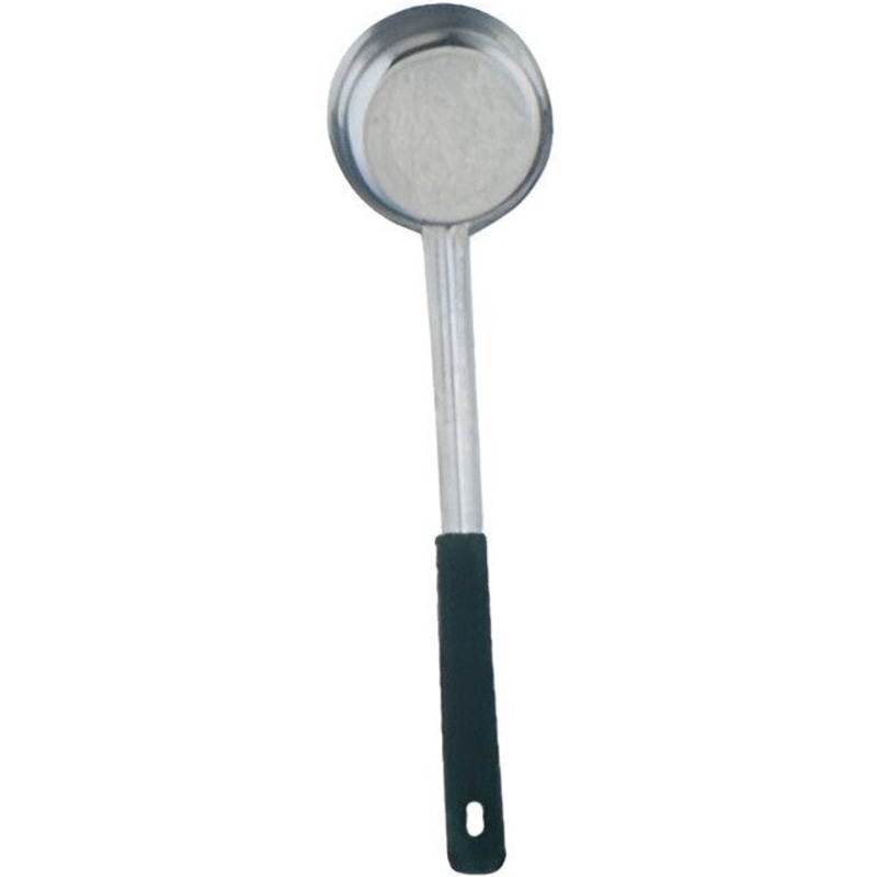 Omcan - 6 Oz One-Piece Stainless Steel Solid Portion Control Spoon with Black Handle, Pack of 40 - 80780