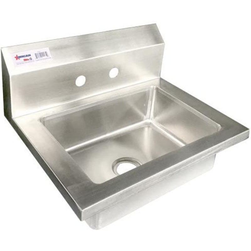 Omcan - 14.5"x 14" x 18" Fabricated Stainless Steel Hand Sink With Two Holes - 46582