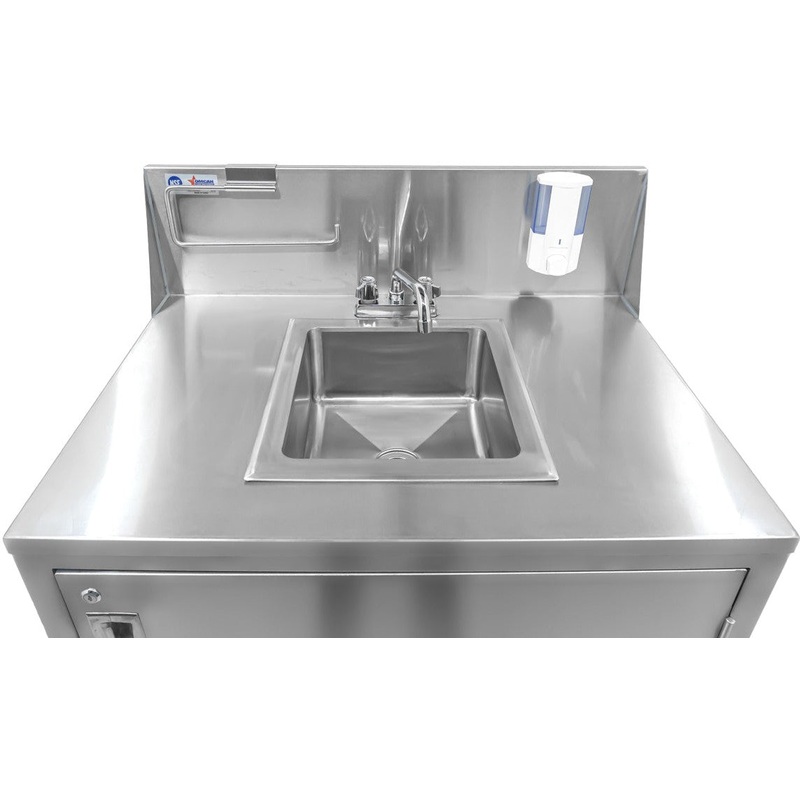 Omcan - 25.2 x 34.3 x 38.2" Portable Hand Sink with Backsplash and Water Heater Tank and Pump - 46788