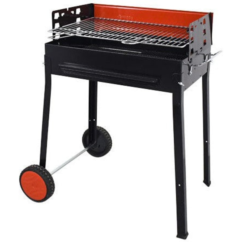 Omcan - 27.6 x 16.1 Painted Steel Charcoal BBQ Grill with 2 Wheels - CE-IT-0128