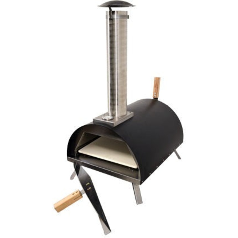 Omcan - Stainless Steel Countertop Wood Fired Pizza Oven with Black Cover - WO-CN-0018-B