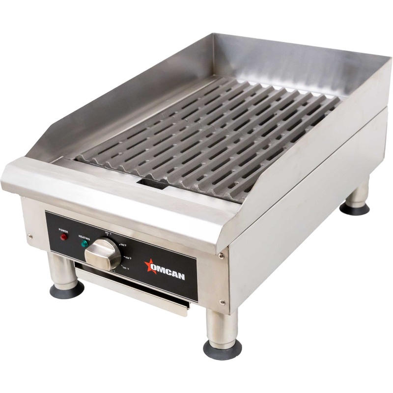 Omcan - 14"x 19" 3.6kW Electric Charbroiler With Grill and Griddle Plate - 49885