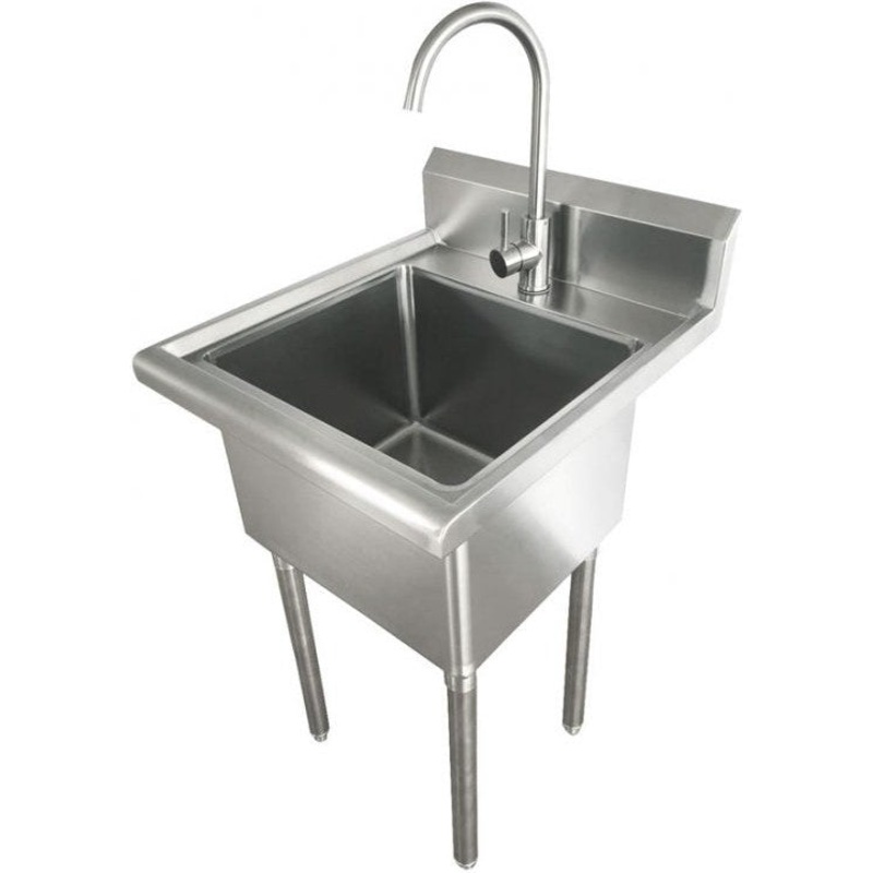 Omcan - 18" x 16" x 13" Stainless Steel Laundry Sink with Faucet and Drain Basket - 44593