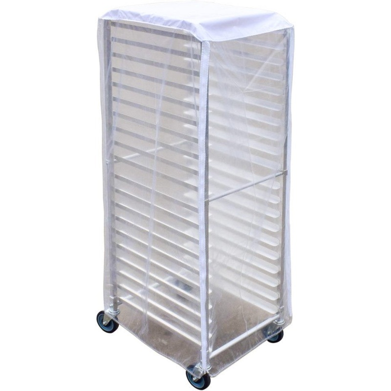 Omcan - 24 x 28 x 62 PVC Nylon Pan Rack Cover, Transparent Sides with Three Zippers, Pack of 2 - 47736