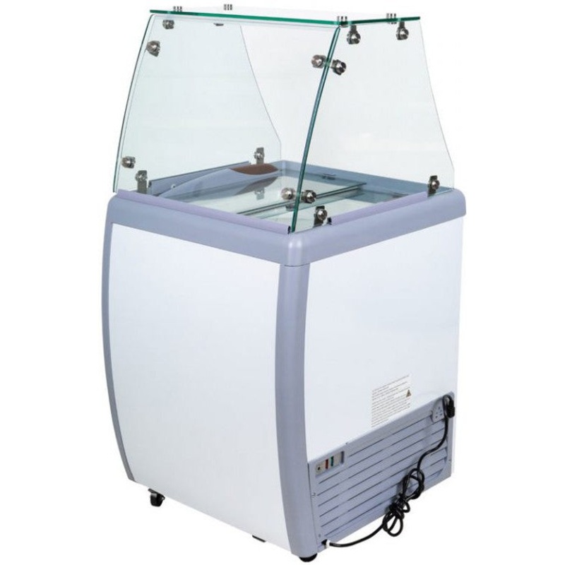 Omcan - 26" Ice Cream Dipping Cabinet / Freezer with Flat Sneeze Guard and 120 L Capacity - 44590