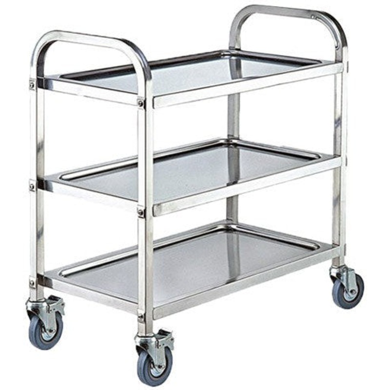 Omcan - 37.4" x 19.7" x 37.4" Stainless Steel 3-Tier Bussing Cart - 47151