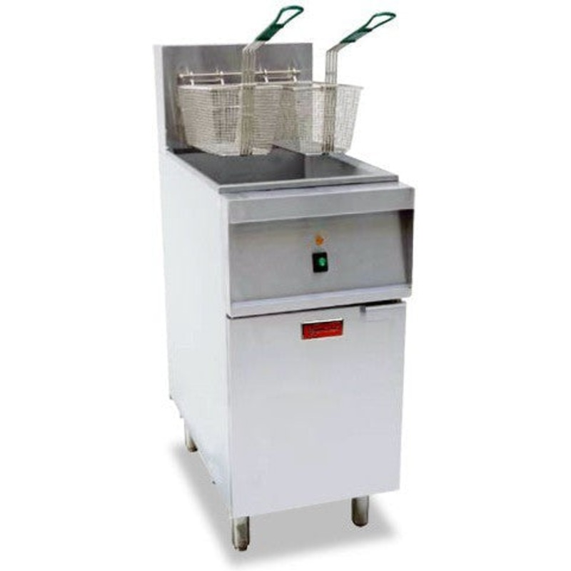 Omcan - 40 lbs Stainless Steel Single Phase Electric Floor Fryer - 47739