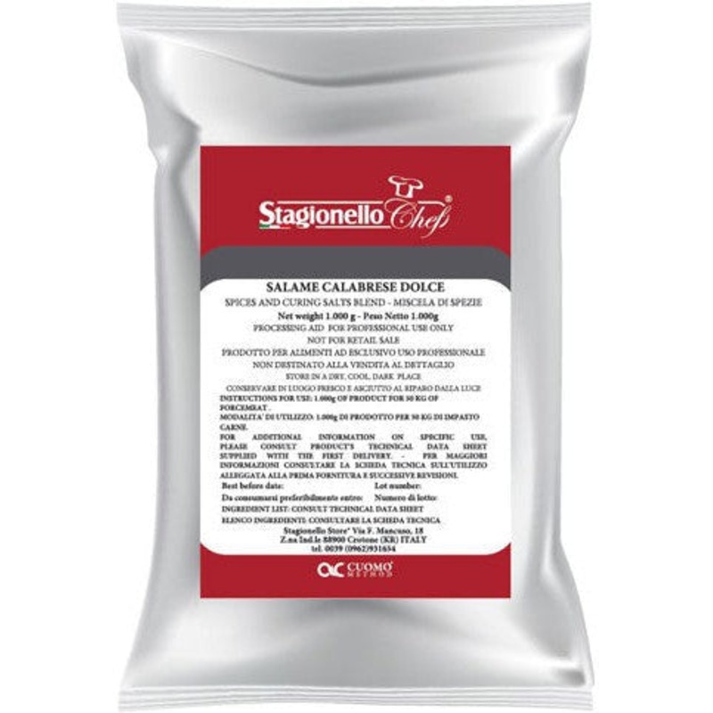 Stagionello - 1 Kg/Bag Curing Salts and Spice Blends for Rapid Fermentation Salami Sweet Calabrese Salami - 47004