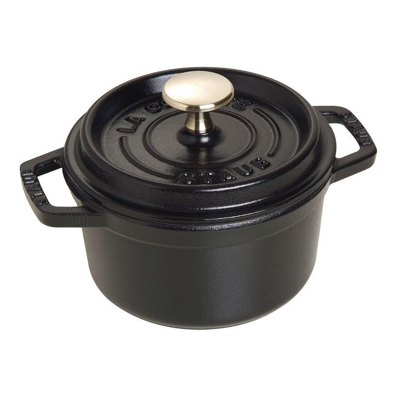Staub 0.75 Qt. Cast Iron Round Dutch Oven in Black