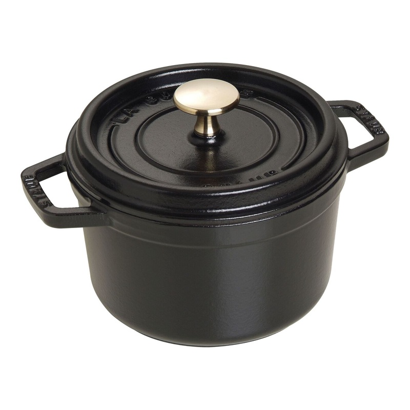 Staub 1.25 Qt. Cast Iron Round Dutch Oven in Black