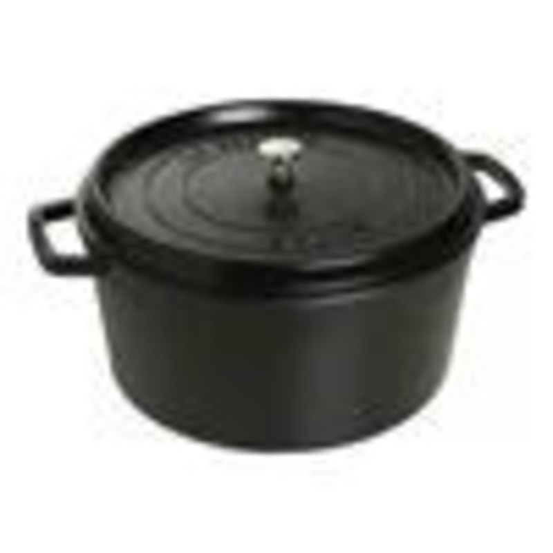 Staub 13.25 Qt. Cast Iron Round Dutch Oven in Black