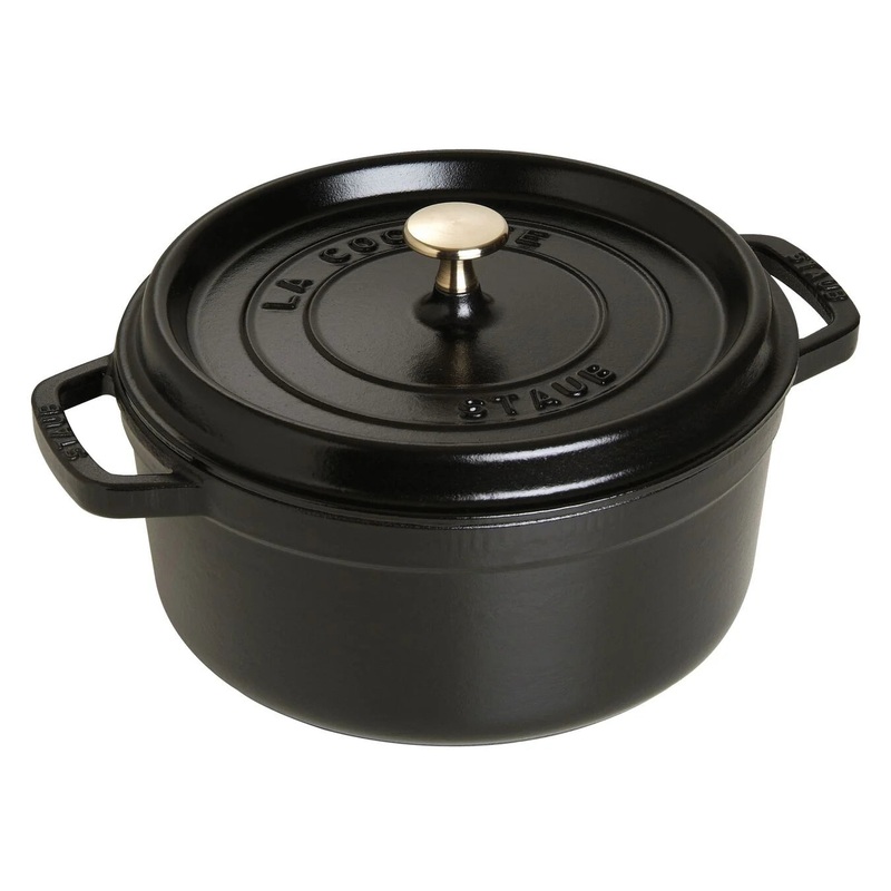 Staub 4 Qt. Cast Iron Round Dutch Oven in Black
