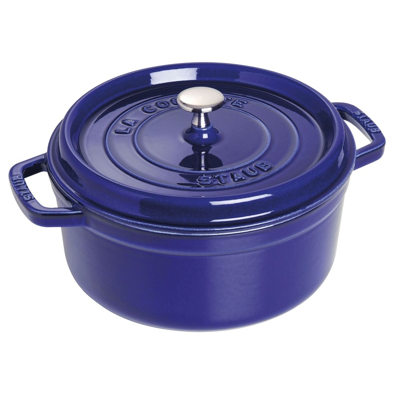 Staub 4 Qt. Cast Iron Round Dutch Oven in Dark Blue