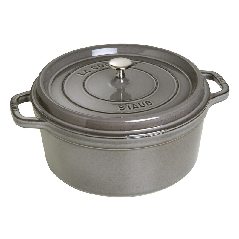 Staub 7 Qt. Cast Iron Round Dutch Oven in Graphite Grey