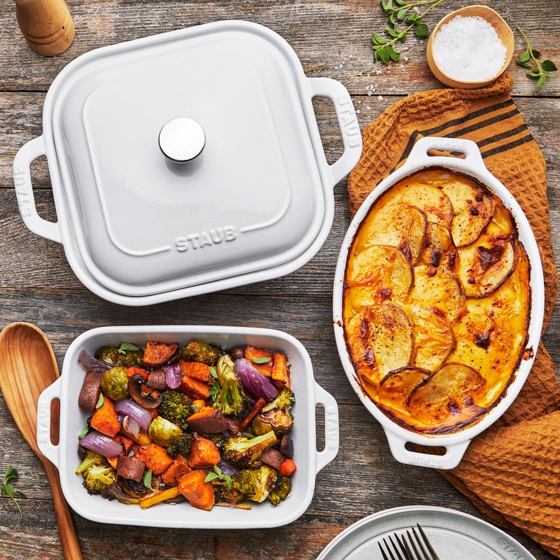 Staub Ceramic 3 Piece Baking Dish Set in White