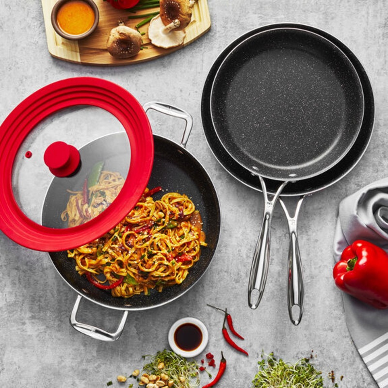 Henckels 4pc Aluminum Nonstick Cookware Set + Universal Lid, Capri Notte Series