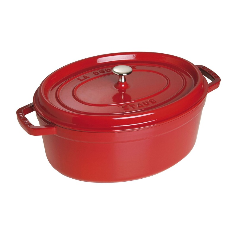 Staub 7 Qt. Cast Iron Oval Dutch Oven in Cherry