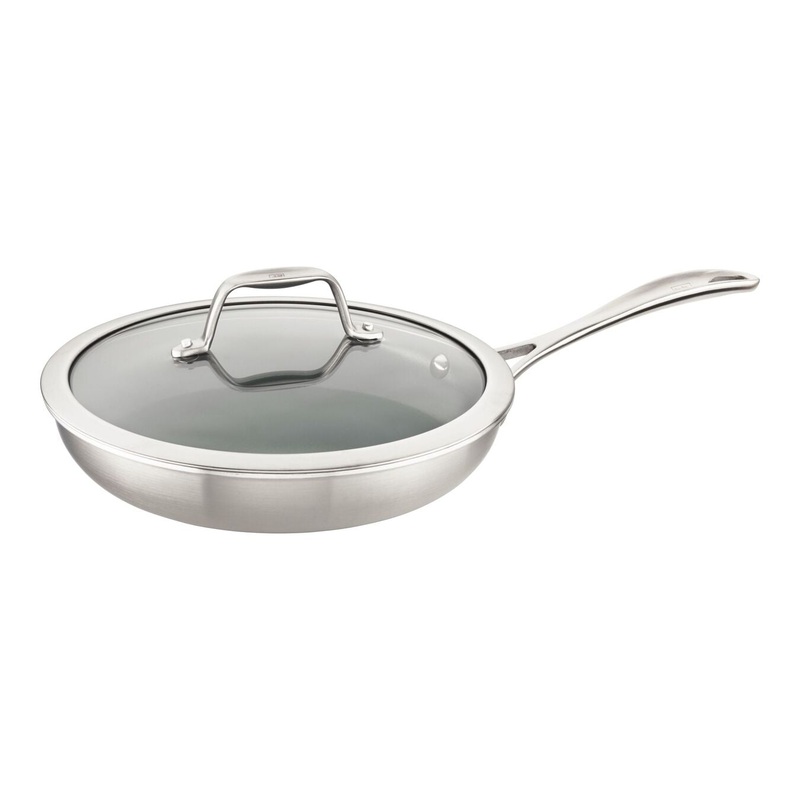ZWILLING 2pc Stainless Steel Ceramic Nonstick Fry Pan with Lid Set, Spirit 3-Ply Ceramic Nonstick Series