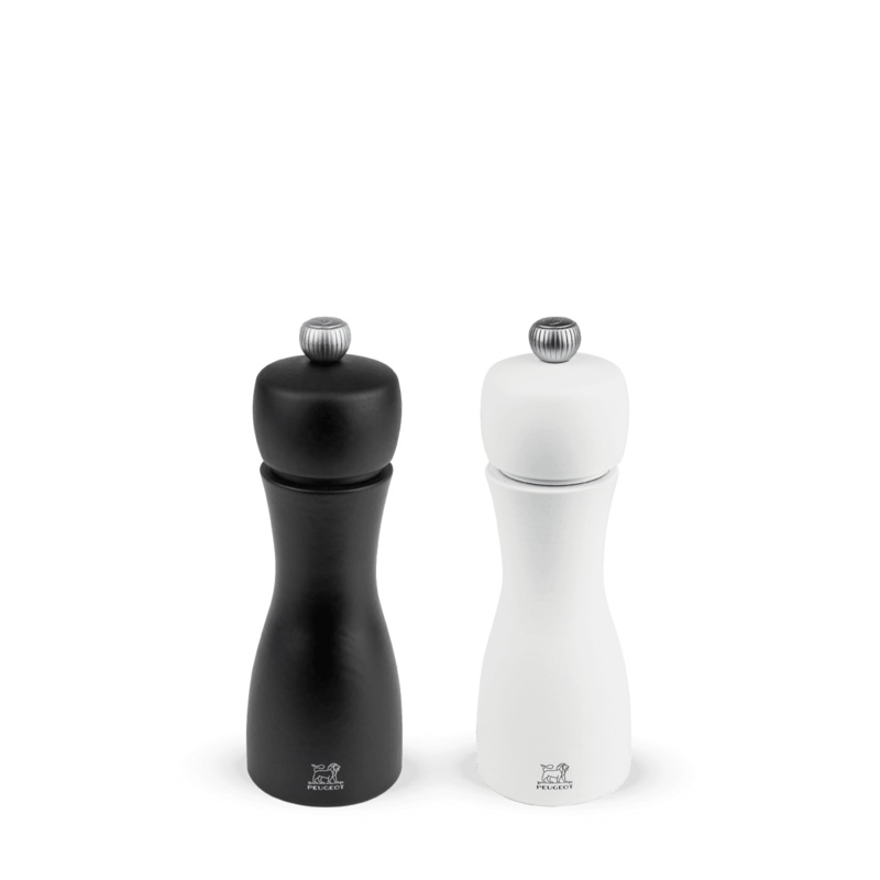 Peugeot Tahiti Duo Pepper and Salt Mill in Wood Matte Black and White 15 cm - 6in