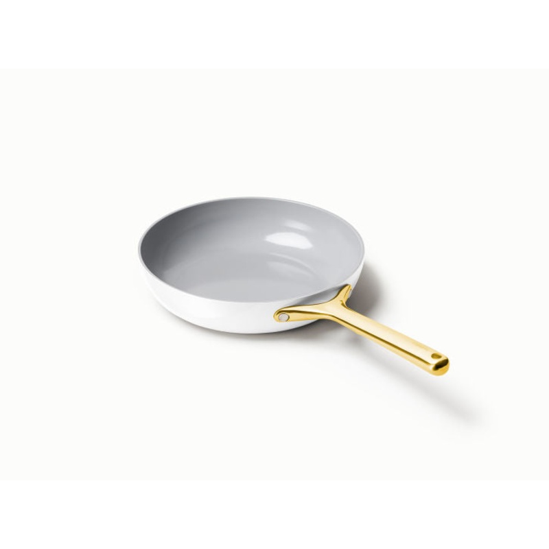 Caraway Fry Pan in White with Gold Handle