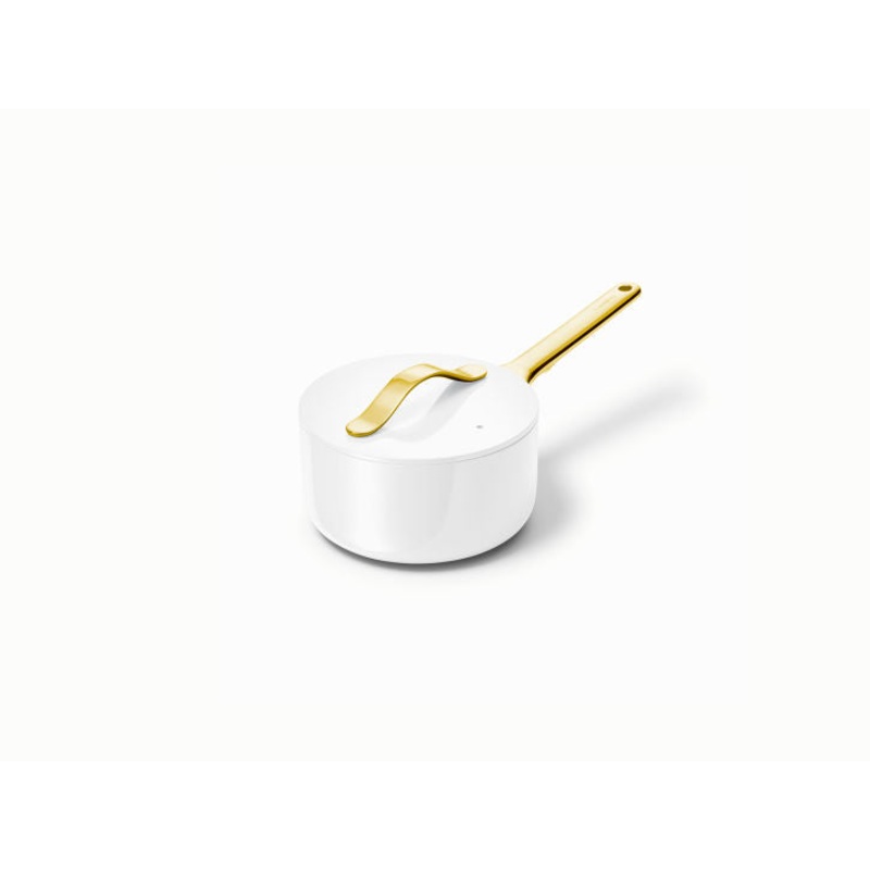 Caraway Mini Sauce Pan in White with Gold Handle
