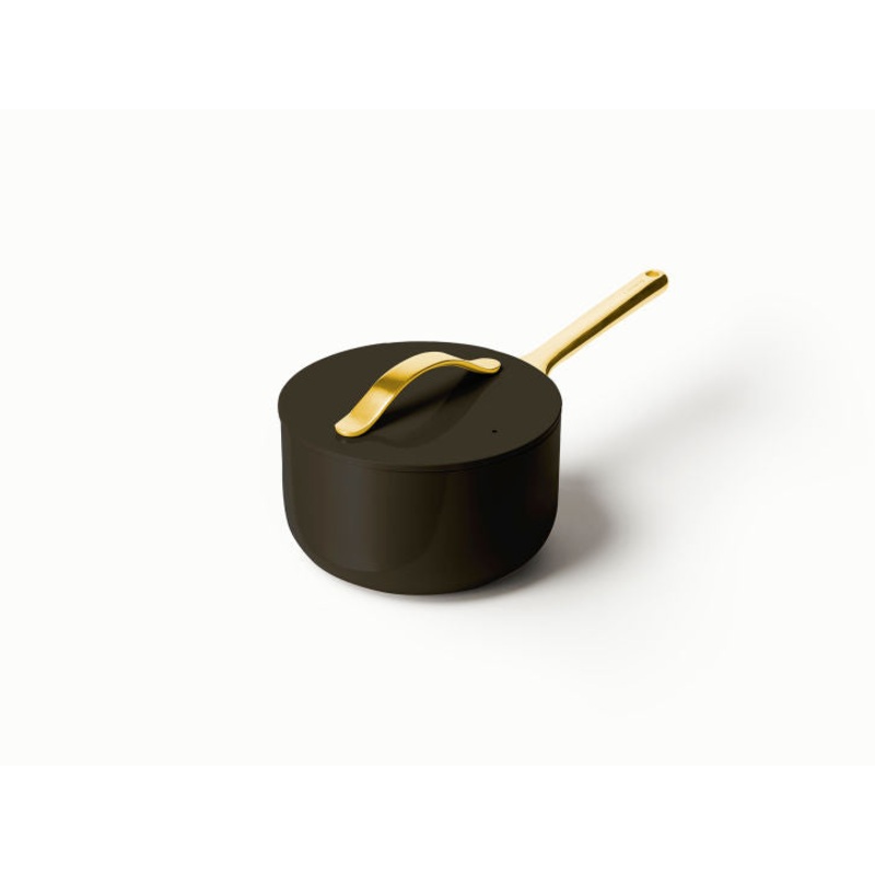 Caraway Sauce Pan in Black with Gold Handle