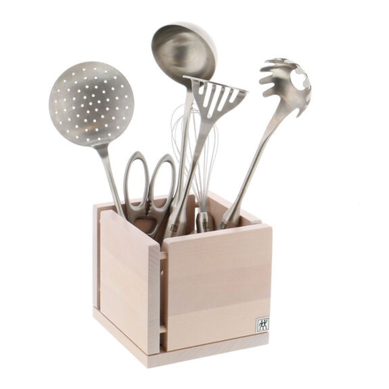 ZWILLING Italian Kitchen Utensil Organizer in White Beechwood, Storage Series