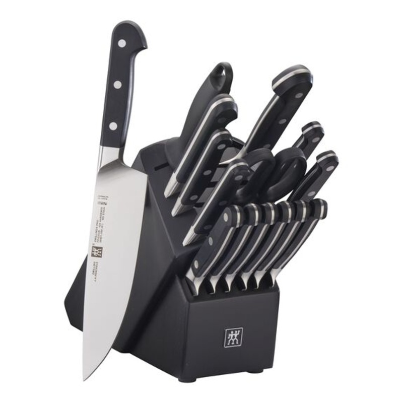ZWILLING 16pc Knife Set in Black Rubberwood Block, Pro Series