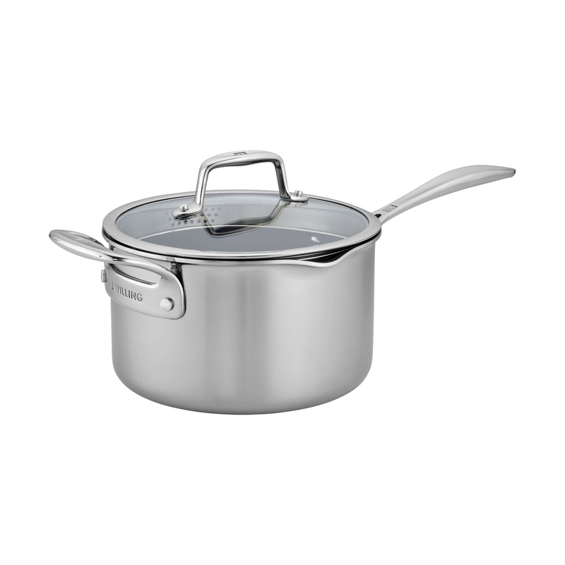 ZWILLING 4 Qt. Stainless Steel Ceramic Non-Stick Sauce Pan, Clad CFX Series