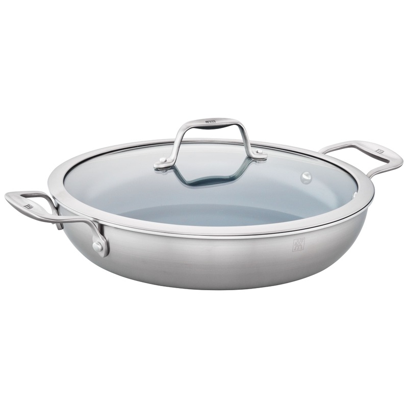 ZWILLING 4 Qt. Stainless Steel Ceramic Non-Stick Saut Pan, Spirit 3-Ply Ceramic Series