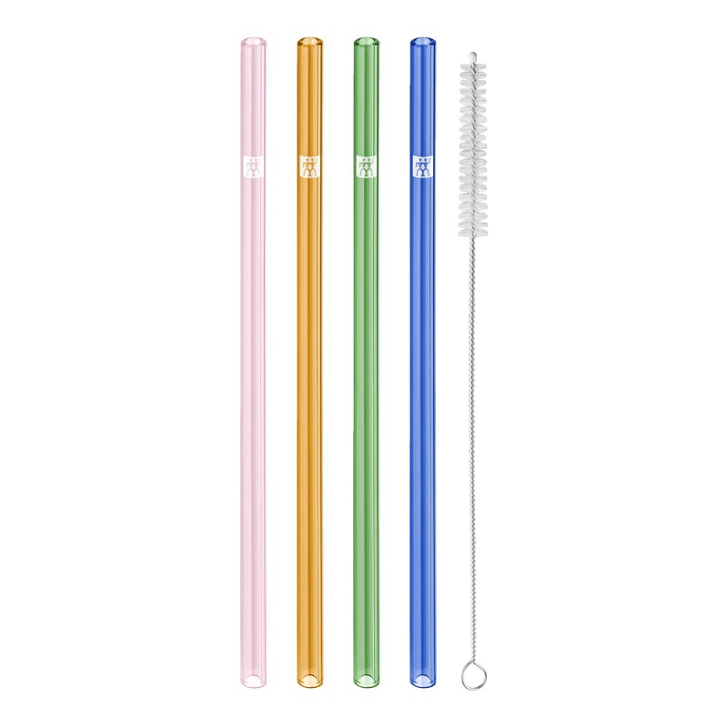ZWILLING 4pc Colored Glass Straw Set, Sorrento Glassware Series