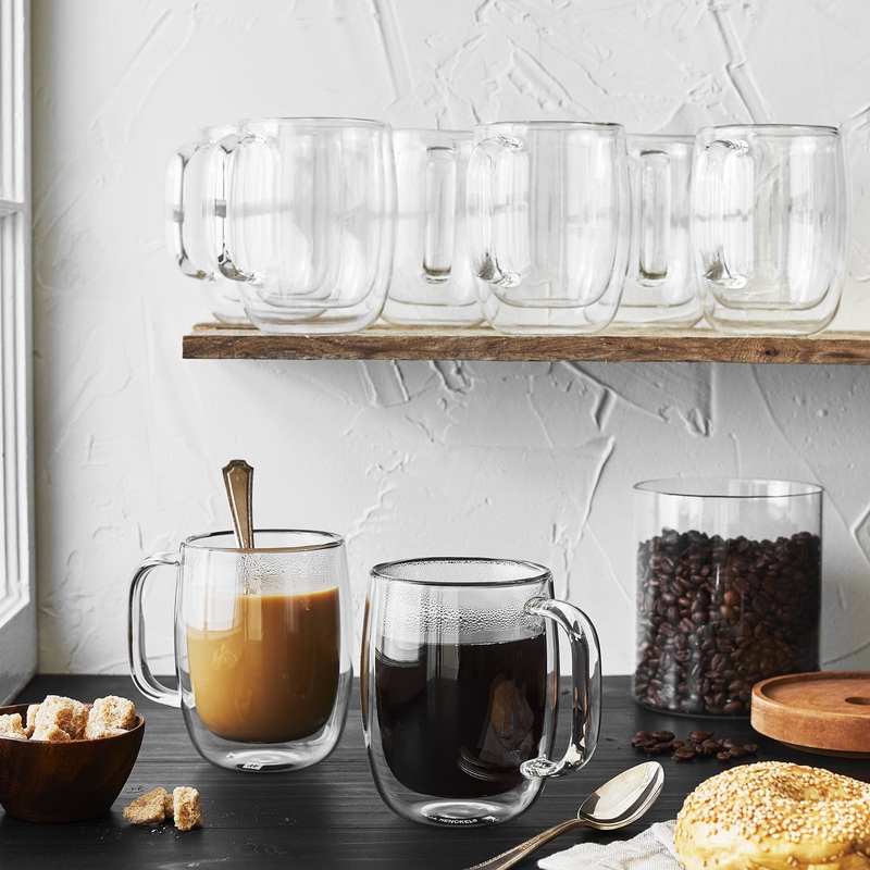 ZWILLING 8pc Coffee Glass Mug Set, Sorrento Plus Double Wall Glassware Series