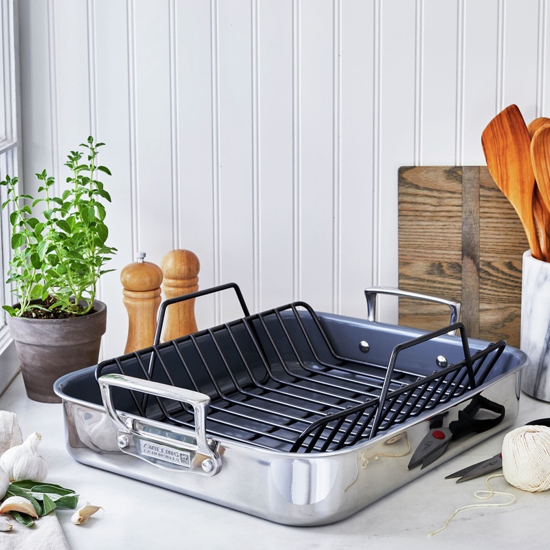 ZWILLING Polished Stainless Steel Ceramic Non-Stick Roasting Pan, Cookware Specialties Series
