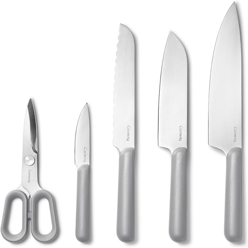 Caraway German Stainless Steel Knife Set in Gray