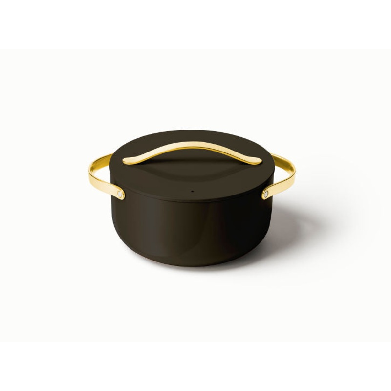 Caraway Dutch Oven in Black with Gold Handles