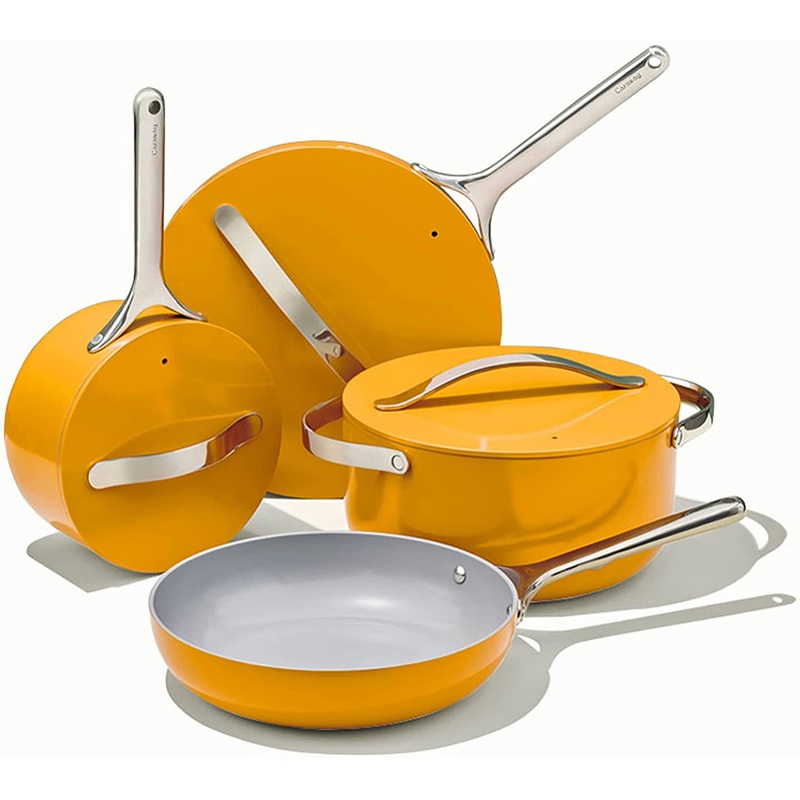 Caraway Non-Toxic and Non-Stick Cookware Set in Marigold