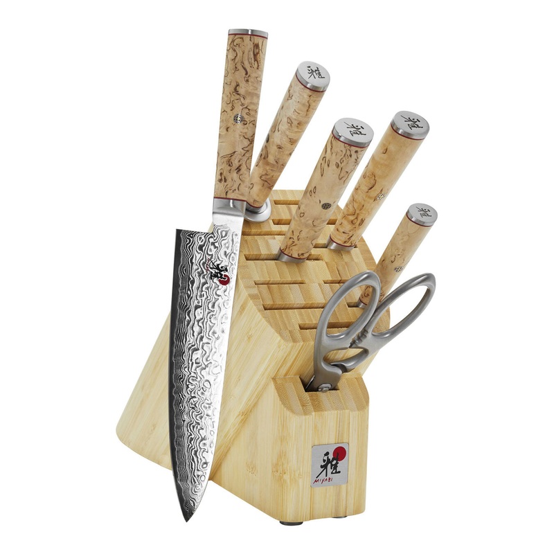 Miyabi 7pc Knife Block Set, Birchwood SG2 Series