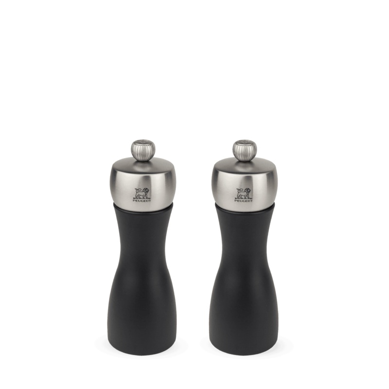 Peugeot Fidji Set Pepper and Salt Mill in Black Wood/Stainless 15 cm - 6in