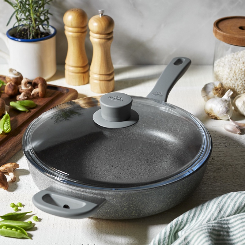 Ballarini 3.9 Qt. Aluminum Nonstick Saut Pan and Lid with Helper Handle, Parma Plus Series