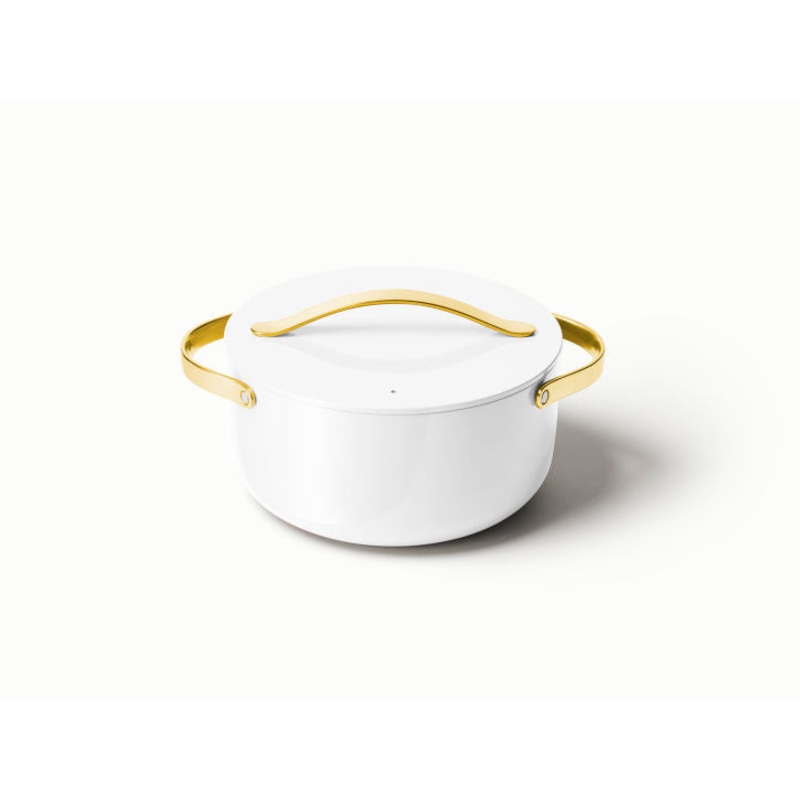Caraway Dutch Oven in White with Gold Handles