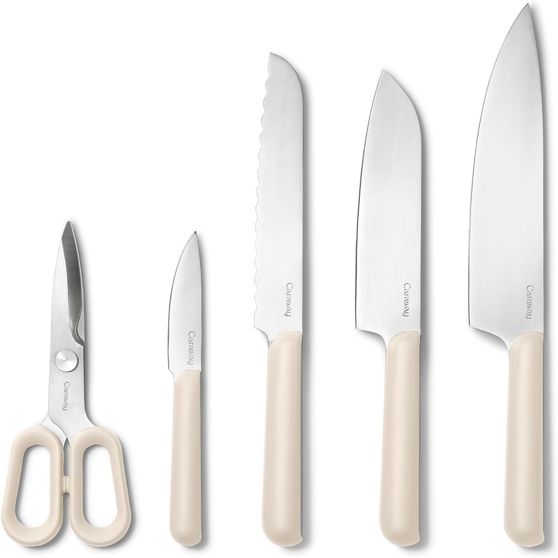 Caraway German Stainless Steel Knife Set in Cream
