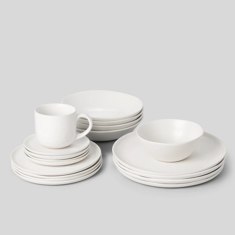 Fable Classic Dinnerware Set in Speckled White
