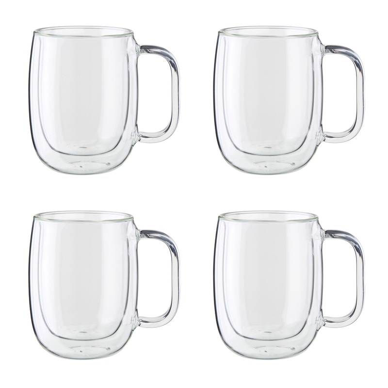 ZWILLING 4pc Coffee Glass Mug Set, Sorrento Plus Double Wall Glassware Series