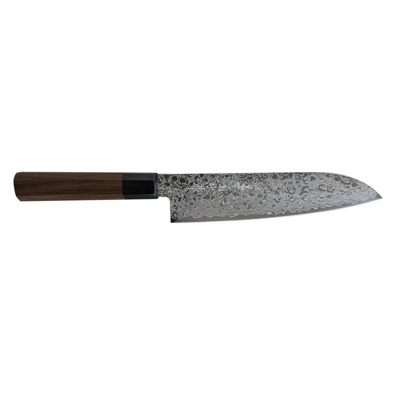 Kikuichi Nickel Warikomi Damascus Santoku 7"