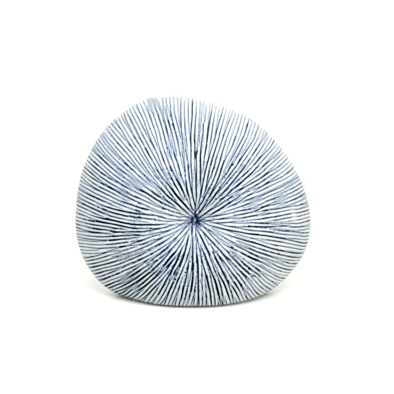 Art Floral Vase DIVA, White/Blue, Lines