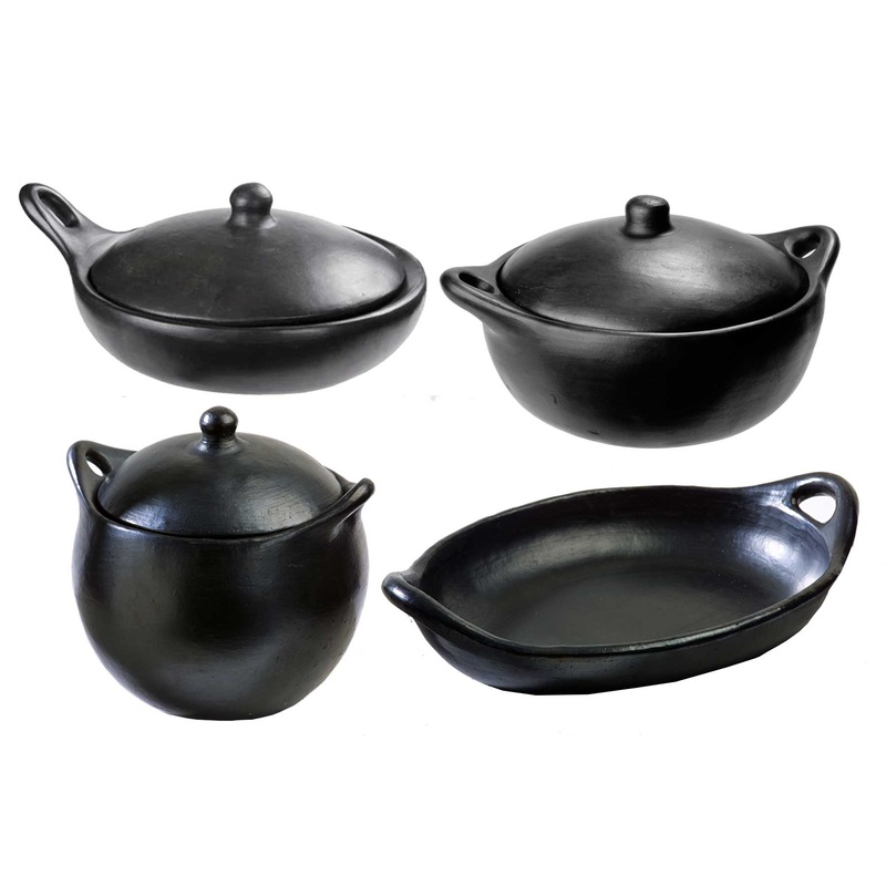 Authentic Chamba Chef's Collection 4-Piece Gift Set - Black Clay Essentials for Braising, Sauteing, Baking & More - Stovetop & Oven Safe  Handmade in Colombia